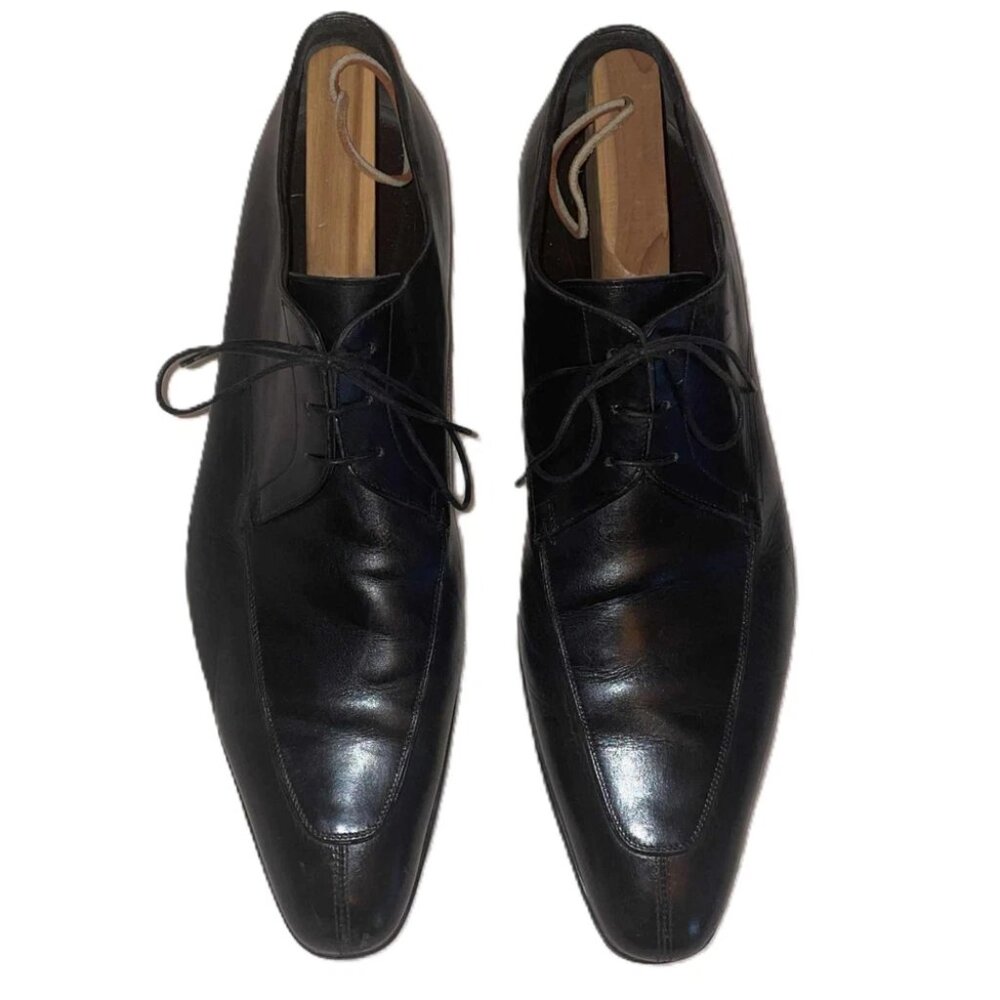 Santoni Split Toe Derby Dress Shoes Men’s 12 D Black Leather Made in Italy 39741